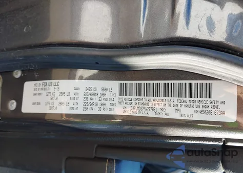 2015 Jeep Cherokee Limited z USA, uszkodzony, nr VIN 1C4PJMDS7FW727821